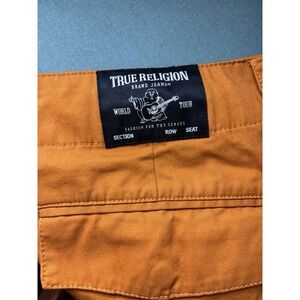 True Religion Mens Cargo Shorts Size 34 Orange Utility Casual Streetwear